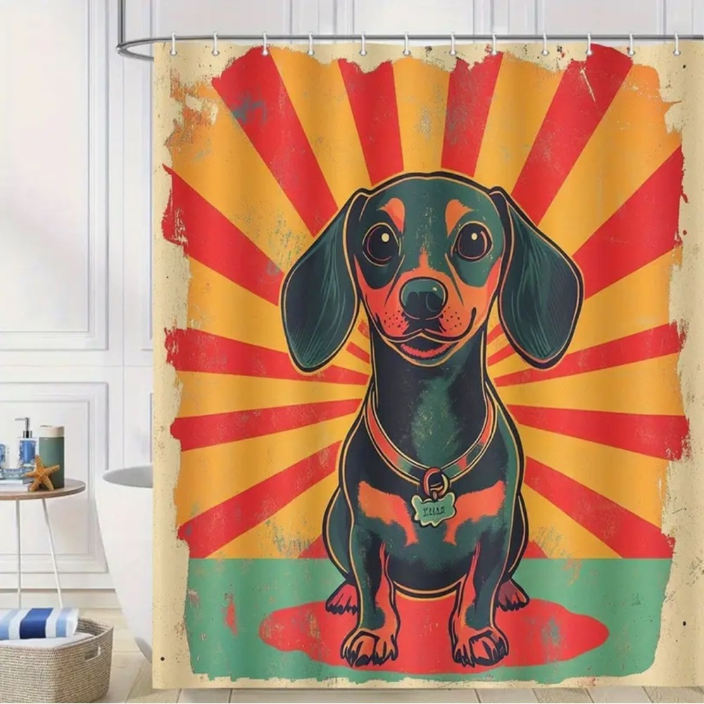 NEW Colorful Dachshund Dog Shower Curtain
